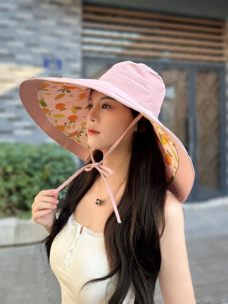 Tesa oversize da 18 cm con parasole da pescatore bifacciale per l'estate da donna, protezione UV e cappello da sole_voghion.com