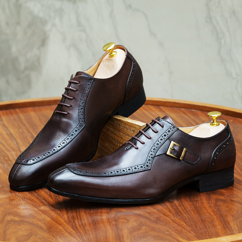 Unbeatable Quality Leather Leather Business Office Wedding Oxford Shoe Men's Block Dress High-end Casual Men's Shoes_voghion.com
