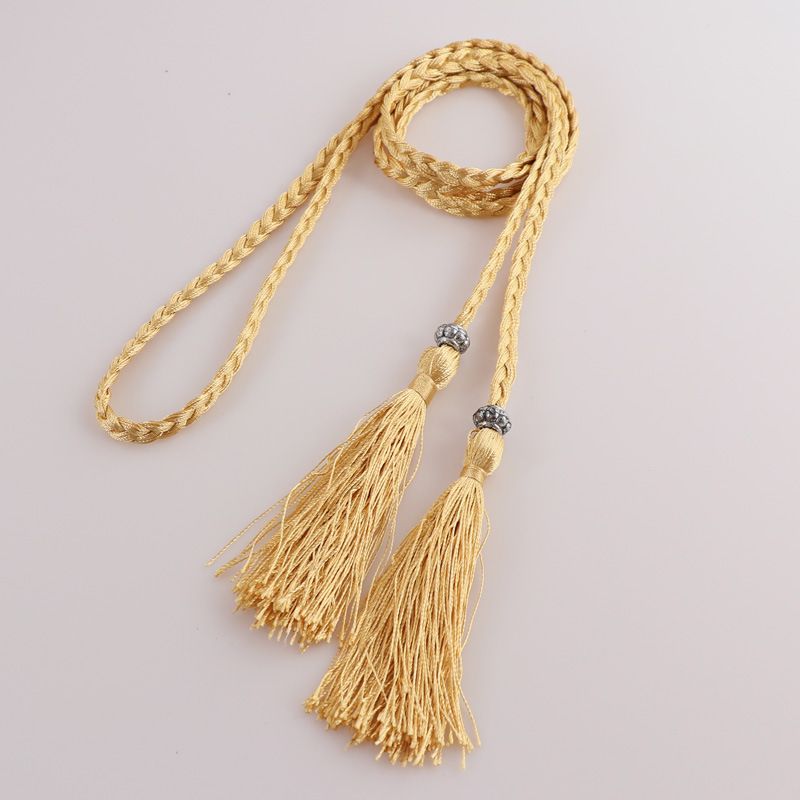 Ceinture à pompon tressée pour femmes, nouvelle collection 2022, nœud décoratif pour cheveux, jupe Hanfu, chaîne, corde de taille_voghion.com