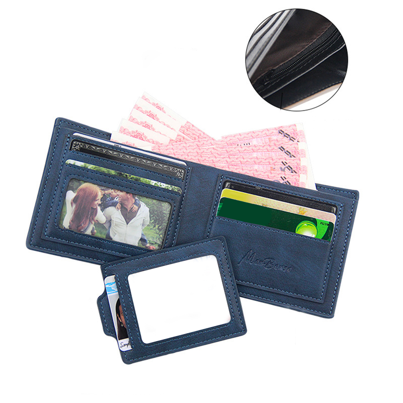 Kjiuyou Men Wallet Slim Multi-slots Short Frosted Large Capacity Detachable Card Holder Leather Bi-fold Male Business Pocket Wallet Daily Use_voghion.com