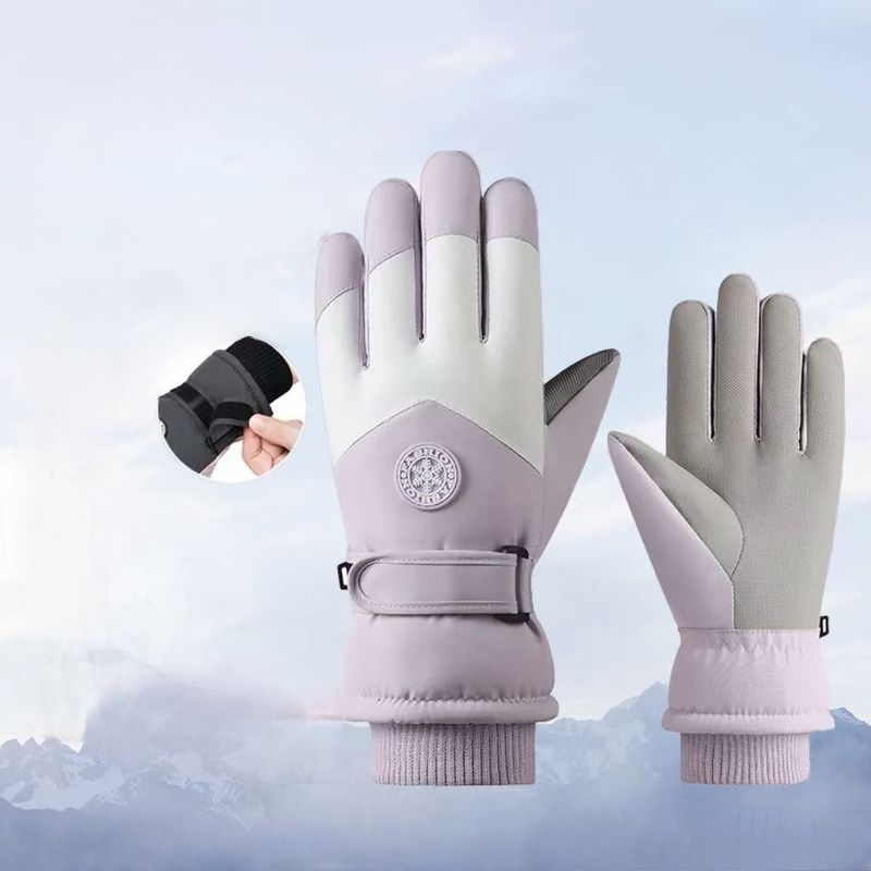 Luvas de ciclismo ao ar livre, à prova de vento, forradas com lã, quentes, resistentes à água e com tela sensível ao toque, para esqui, para homens e mulheres_voghion.com