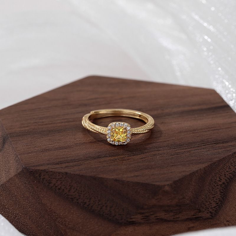 Anello aperto quadrato in argento S999 Sweet Sugar per donna, leggero, di lusso e di alta qualità, nuovo 2024_voghion.com