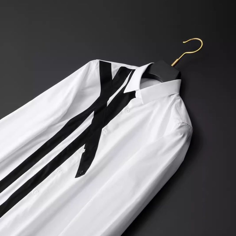 Unbeatable Quality Trendy New Front Irregular Patch Splicing Men's Trendy Brand Long Sleeved Casual Shirt High-end_voghion.com