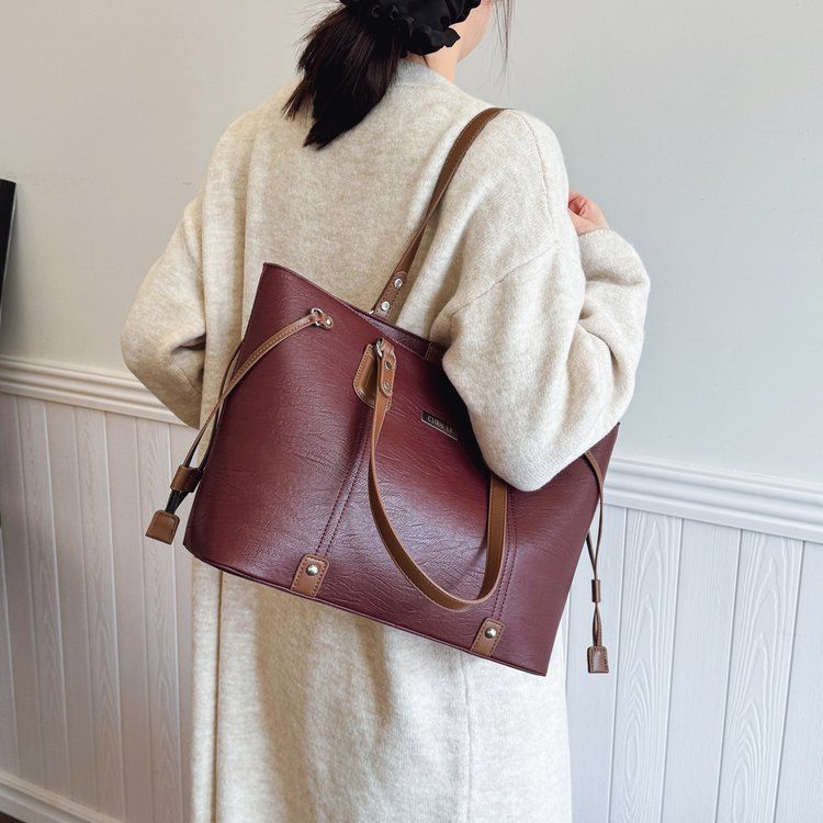 Französische Damen, große Kapazität, modische Pendlertasche für Herbst und Winter, mehrlagige Einkaufstasche für Damen 2024_voghion.com