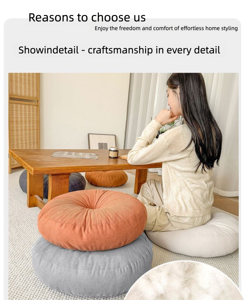 Cuscino futon in lino Kangju, spesso, per uso domestico, rotondo, in stile giapponese, per finestra a bovindo, tatami, pigro, rimovibile e lavabile._voghion.com