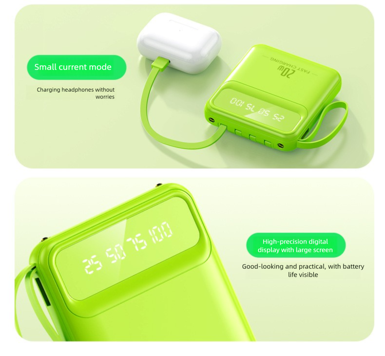 New Mini Bank With Built-in Cable 20000mAh Compact Portable Mobile Power Gift LG Customization_voghion.com