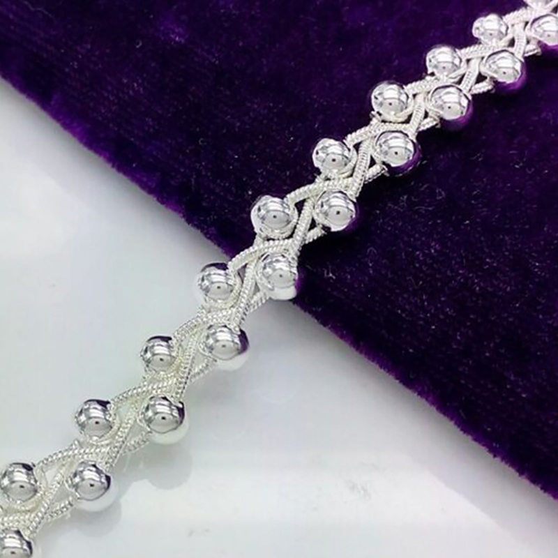 Designice Gioielli da donna con bracciale a catena in argento sterling con perline_voghion.com