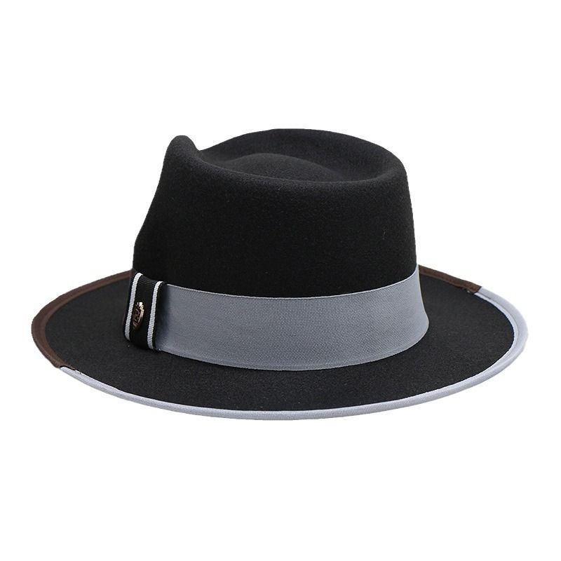 Męski i damski wełniany kapelusz jazzowy w stylu vintage, filcowy kapelusz w stylu brytyjskim, jesienno-zimowy_voghion.com