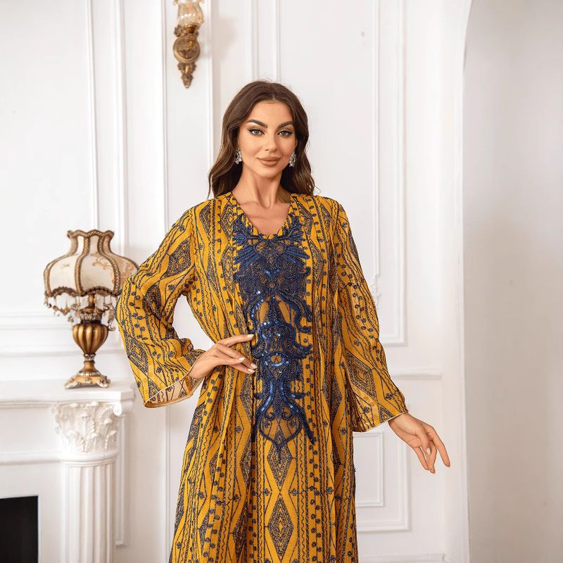 ZD008 Abendkleid Muslimischen Pailletten Mesh Bestickt frauen Robe_voghion.com