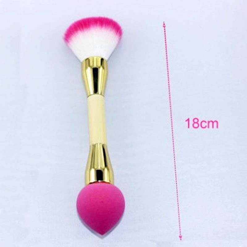 Pennello per trucco a doppia faccia Non in lattice Puff BB Cream Pennello per cipria in polvere Manico in bambù Strumenti per il trucco di bellezza_voghion.com