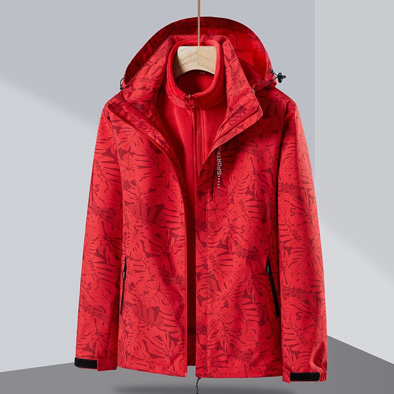 Casaco camuflado masculino 3 em 1, jaqueta destacável à prova de frio, traje de esqui de duas peças à prova de vento para caminhadas_voghion.com