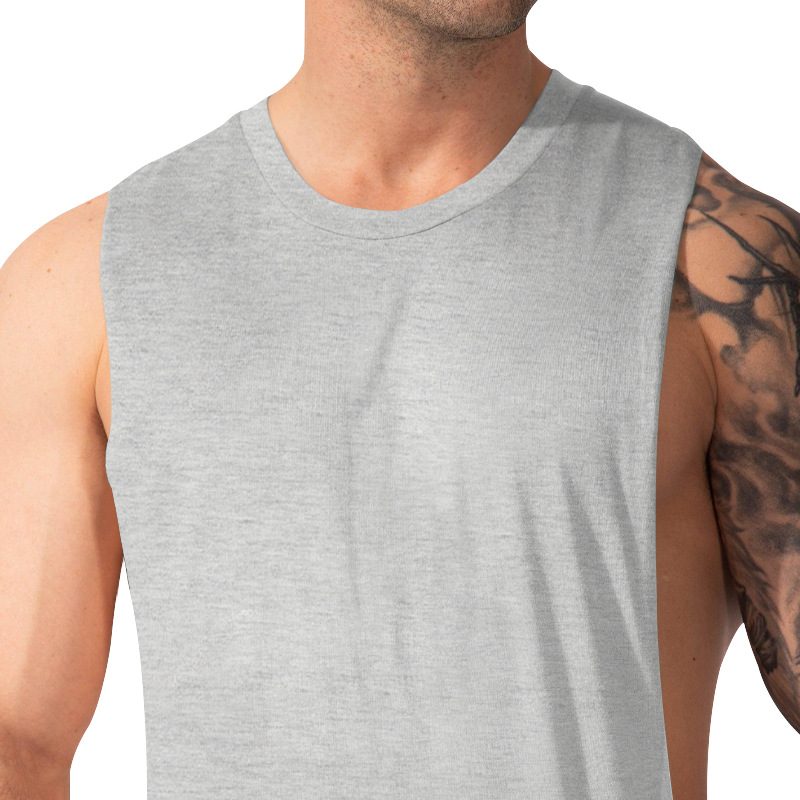 Men's Clothing New Men's Vest Muscular Men's Sports And Leisure Solid Color Men's Sleeveless Vest T Shirt_voghion.com