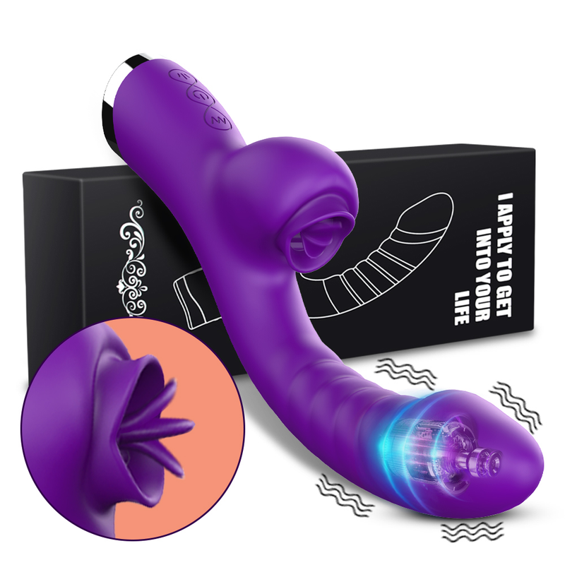 Vibromasseur pour femmes 2 en 1 léchage hine Clitoris stimulateur g-spot puissant Vibro gode baguette femelle Clitoris ventouse sexe adulte_voghion.com