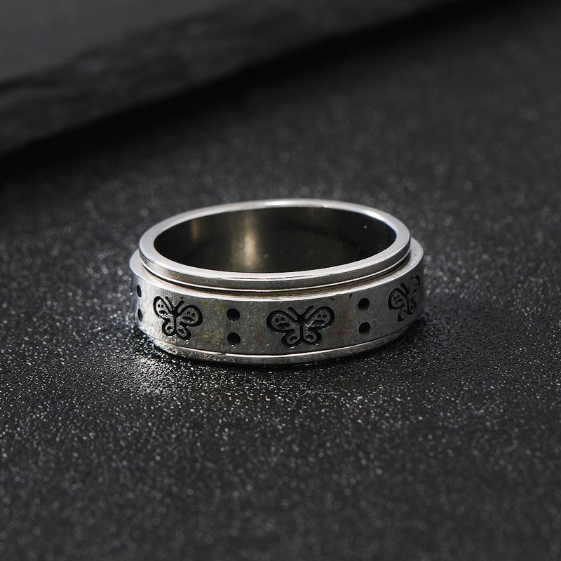 Design di nicchia ad anello in titanio, anello di riduzione della pressione girevole a farfalla, gioielli in acciaio inossidabile_voghion.com