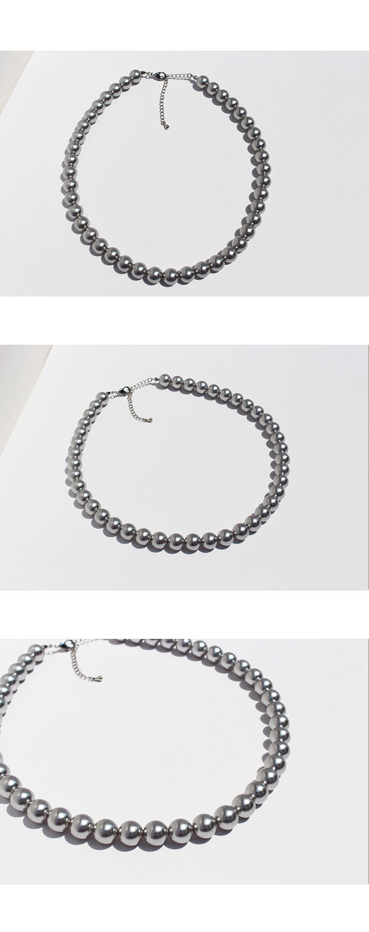 Women's Jewelry Elegant Grey Pearl Necklace Bracelet Earrings Set With Sterling Silver Plated Hooks, High-Quality Cultured Pearls_voghion.com
