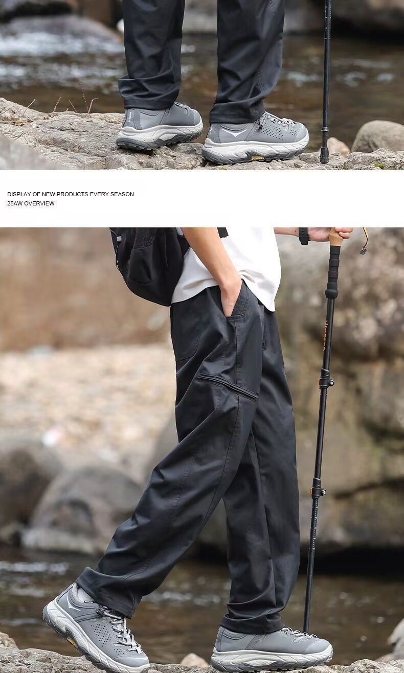 Herren Vintage Cargohose - Lässige Sommerhose mit lockerer Passform und geradem Bein, Outdoor-Wanderhose mit mehreren Taschen, leicht und atmungsaktiv_voghion.com
