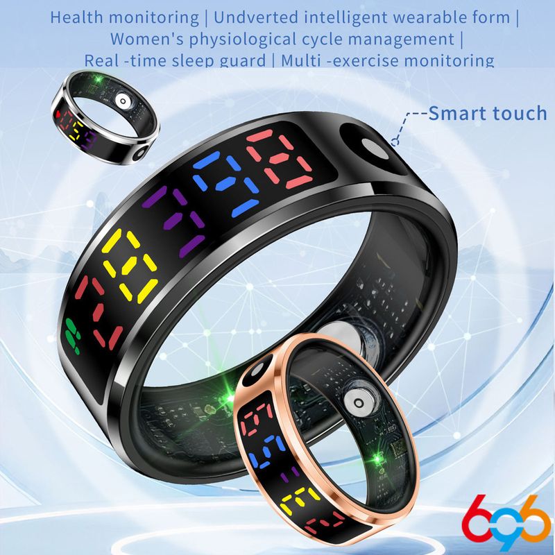 Trendy Items New R12pc Smart Color Screen Display Ring Sleep Heart Rate Blood Oxygen Health Monitoring Bluetooth_voghion.com
