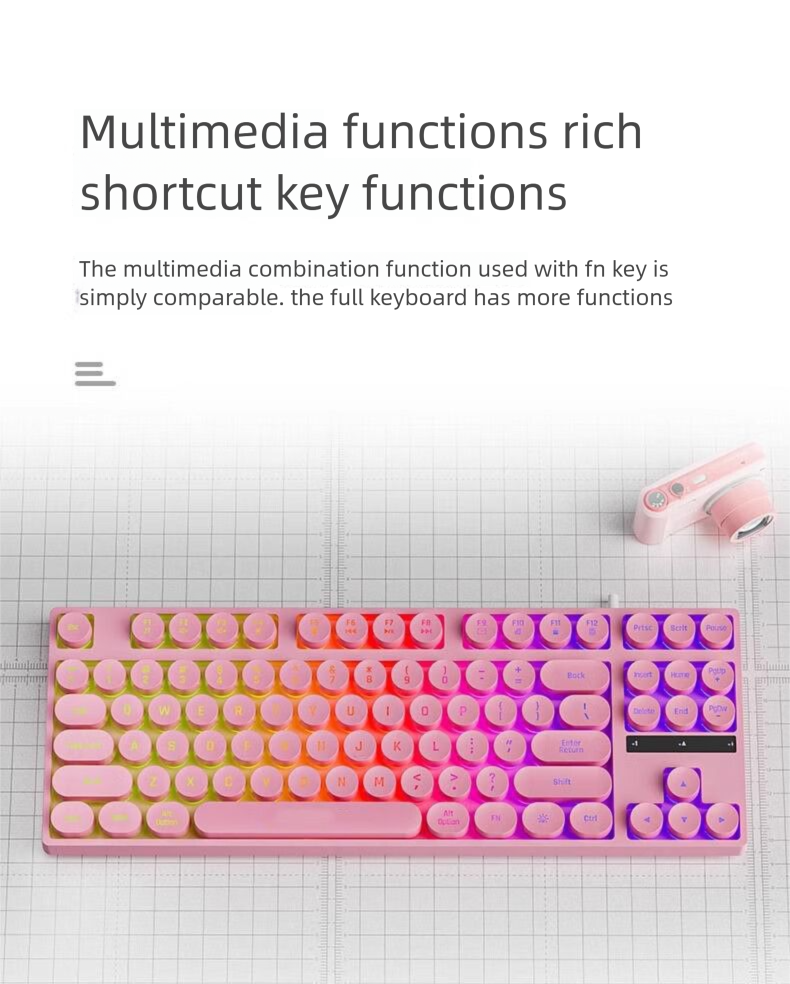 Teclado mecânico real com 87 teclas, mouse para jogos, com fio, para laptop, pequeno, silencioso e de alta estética_voghion.com