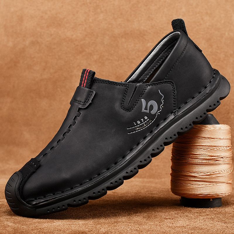 Casual Leather For Men 2025 New Soft Soled Anti Slip Loafers, One Foot Larger Men's Shoes 464748_voghion.com
