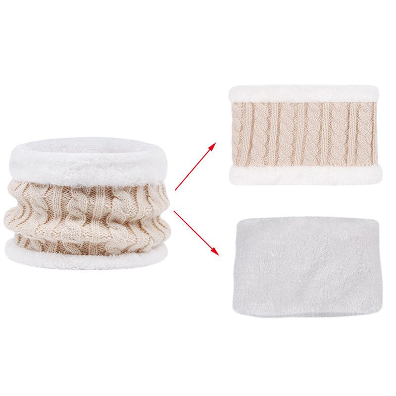 Baby Wantermütz Schal Handschuesch Set Gestrickte Pelzball Kannermütz Babykapp fir Meedercher Jongen Accessoiren Puppelchenkapott Klengkandmütz 1-5J_voghion.com