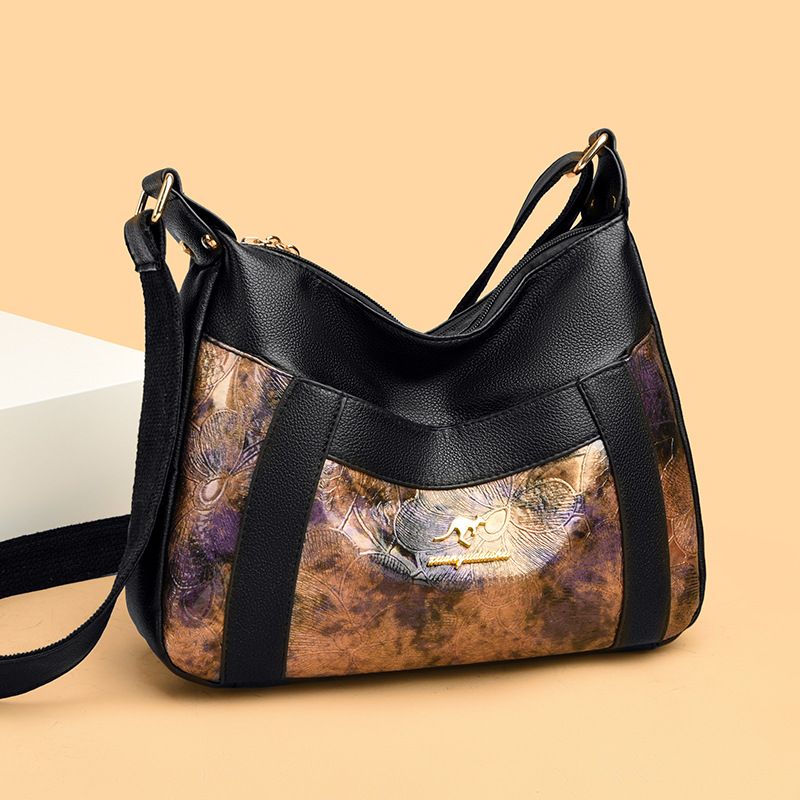 Borsa a tracolla casual da donna testurizzata, alla moda, 2024, nuova borsa a tracolla versatile e di grande capacità per mamme di mezza età_voghion.com