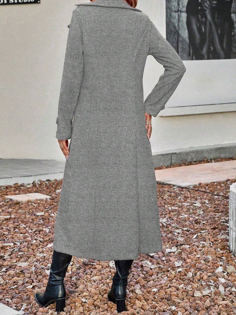 Damenbekleidung: Eleganter, zweireihiger, langer Wollmantel – Slim-Fit-Trenchcoat für Damen, Büro- und Freizeitkleidung_voghion.com