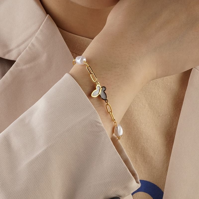 e bracciale cubano hip-hop in acciaio al titanio con catena a farfalla giapponese per donna, versione coreana, personalità semplice, estate_voghion.com