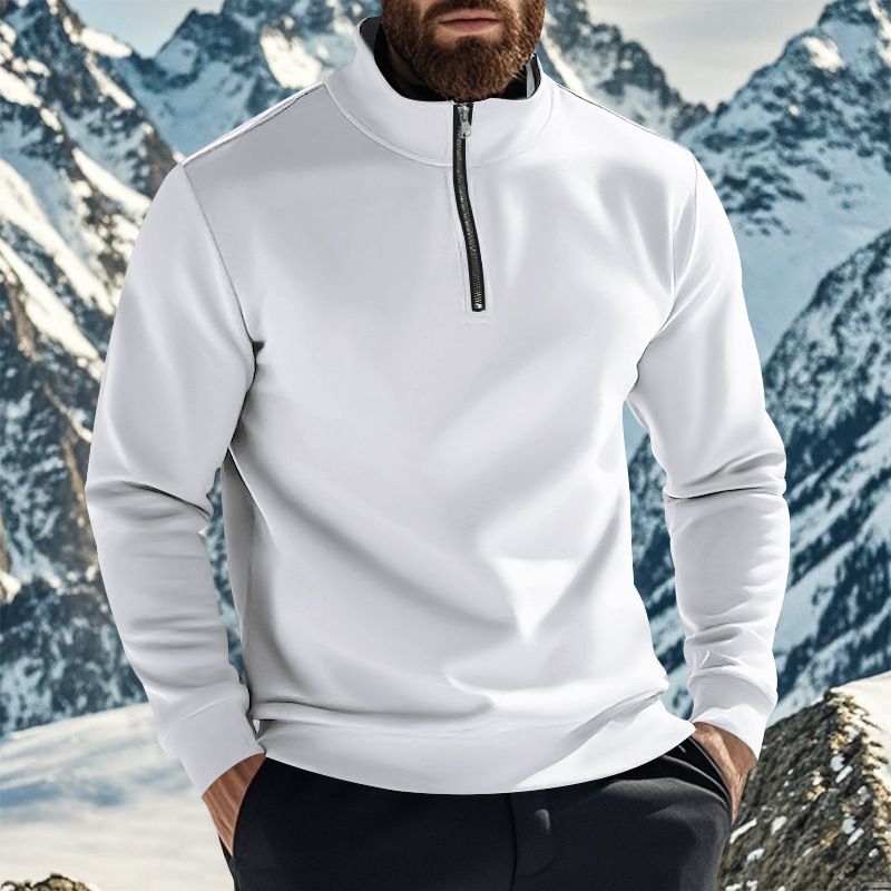 New Autumn Winter Hoodie With Casual Zipper Stand Up Collar And Plush Solid Color Men's Jacket_voghion.com