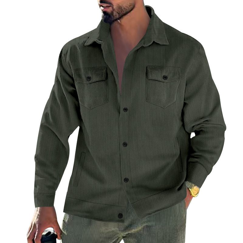 Men's Corduroy Jacket – Single-Breasted Notch Lapel, Breathable & Wrinkle-Resistant, Multi-Pocket Casual Blazer (S-XXXL, Autumn Essential)_voghion.com