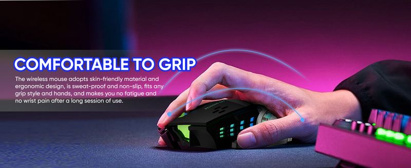 Oplaadbare draadloze muis met 2,4 GHz USB en Bluetooth, RGB-achtergrondverlichting, ergonomische, stille optische muis voor laptop, pc, MacBook en tablet_voghion.com