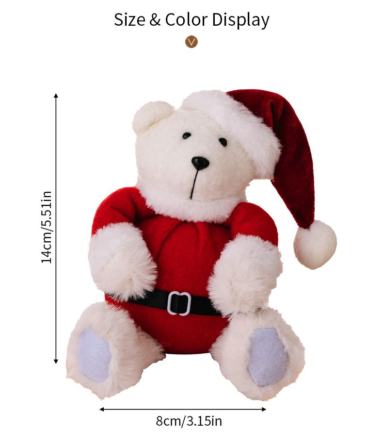 Décoration de poupée d'ours de Noël en peluche, ornement d'ours de Noël en peluche, cadeau pour enfants, jouet de poupée de Noël_voghion.com