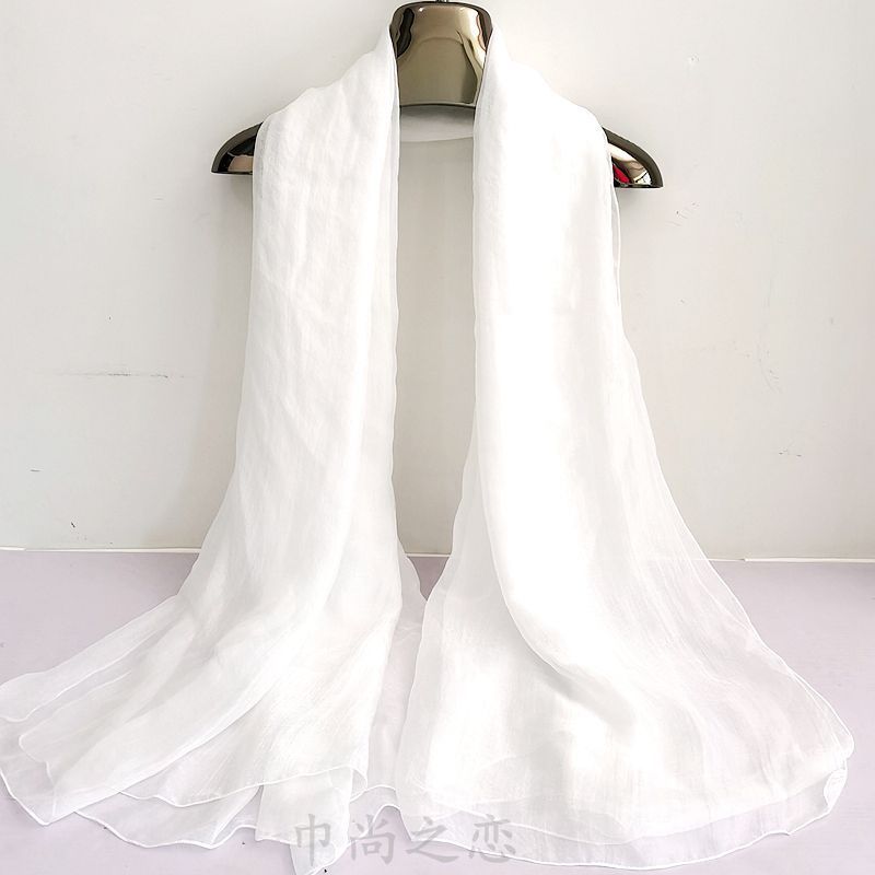 Leuchtend roter Seidenschal für Damen, modischer Chiffonschal für Frühling und Herbst, einfarbiger Tanzschal für den Winter, lange Ausführung_voghion.com