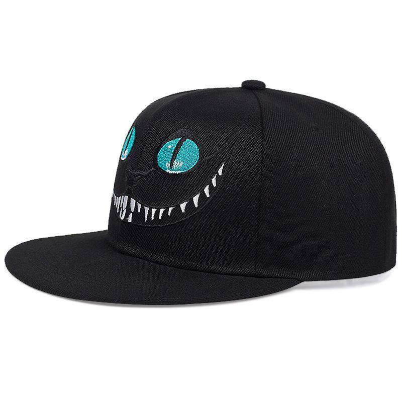 Cheshire Cat Svart Hip Hop Jay Chou Samma stil Anka Tunga Man och Kvinna Gata Platt brätte Hatt Mode_voghion.com