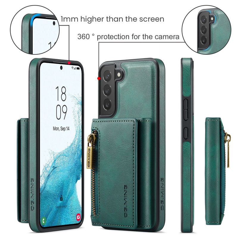 M5 Samsung S22 pretaizdzīšanas birstes RFID rāvējslēdzēja maka telefona maciņam S22 Plus magnētiskais piesūcekņa sadalītais aizsargmaciņš_voghion.com