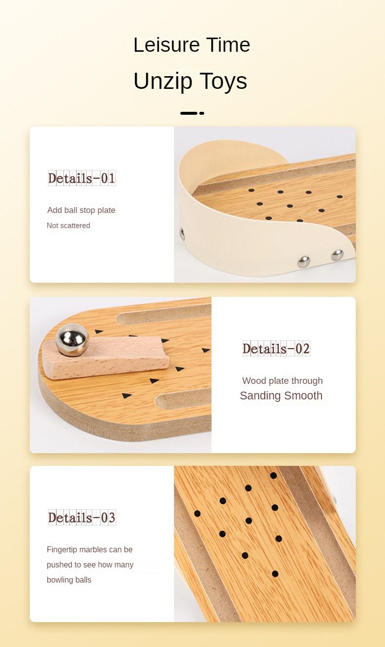 Holzbrettspiel für Kinder, Eltern-Kind-Interaktiver Ball, Casual Mini-Version, Desktop-Bowling-Puzzle, Dekompressionsspielzeug_voghion.com