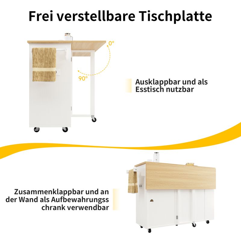 Kücheninsel Mit Steckdosenleiste, Weinregal, Holzmaserung, Weiß_voghion.com