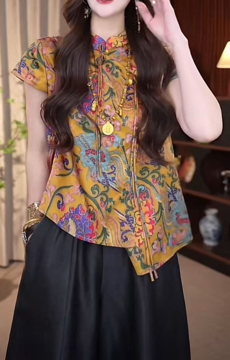 Schickes GraceChic GraceChic GraceChic Jacquard-Hemd im chinesischen Stil für Damen Sommer 2025 Neues europäisches Bestseller-Hemd in Übergröße mit figurformendem Effekt_voghion.com