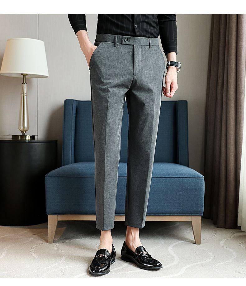 Goede dingen raden lente nieuwe heren casual broeken eenvoudige effen kleur slanke negen-punts broek jeugd getijden mode broeken_voghion.com