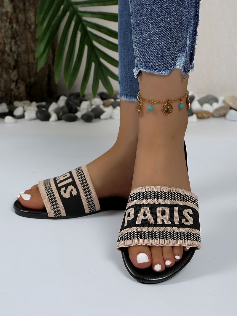 Internettberømte sandaler for kvinner å bruke om sommeren, nye fasjonable broderte bokstaver for fritid, D-familiens store størrelser_voghion.com