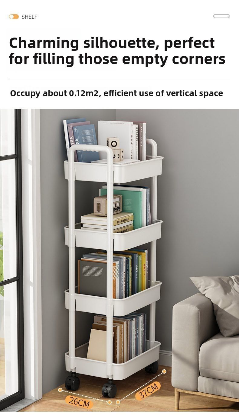 Kitchen Bedside Snack Bathroom Bedroom Multi-layer Mobile Floor-standing Small Trolley Storage Rack_voghion.com
