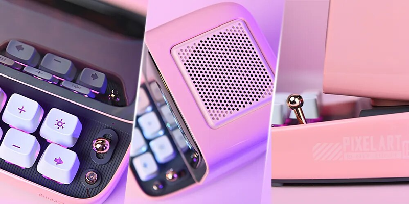 Ditto Bluetooth Speaker Retro Pixel Art Game Portable With 16X16 App Controlled Front Screen Pink DIY LED Display Board_voghion.com