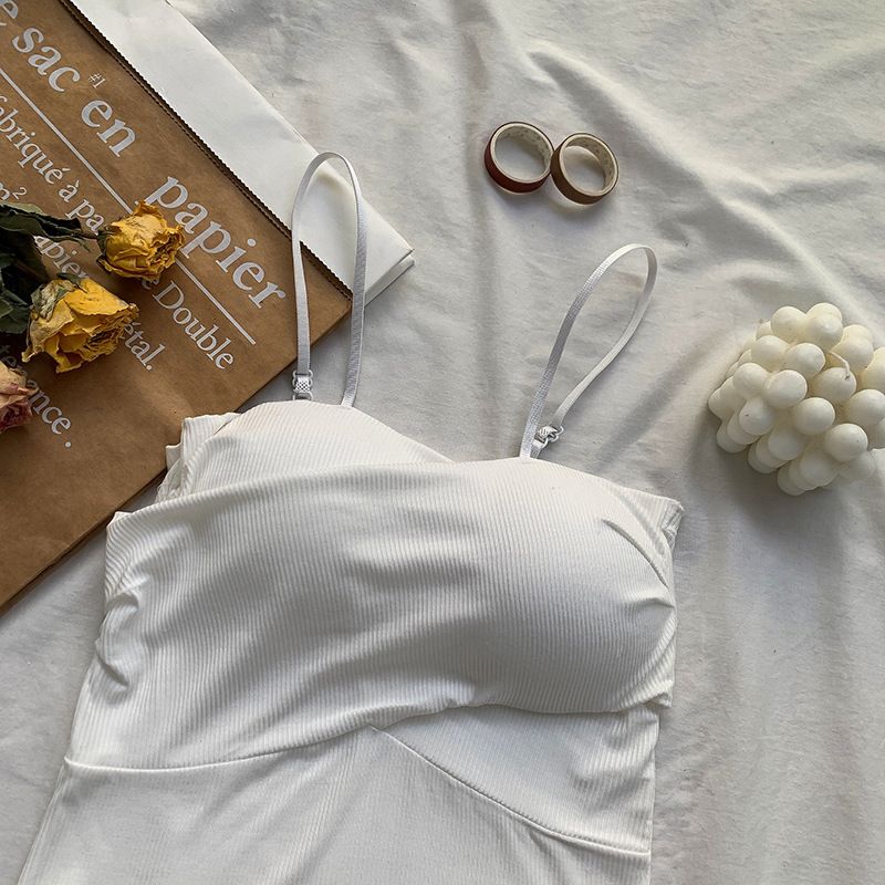 Internet celebrity thread cotton beautiful back, chest wrapping, strapless girl, student bra base, sports suspender,_voghion.com