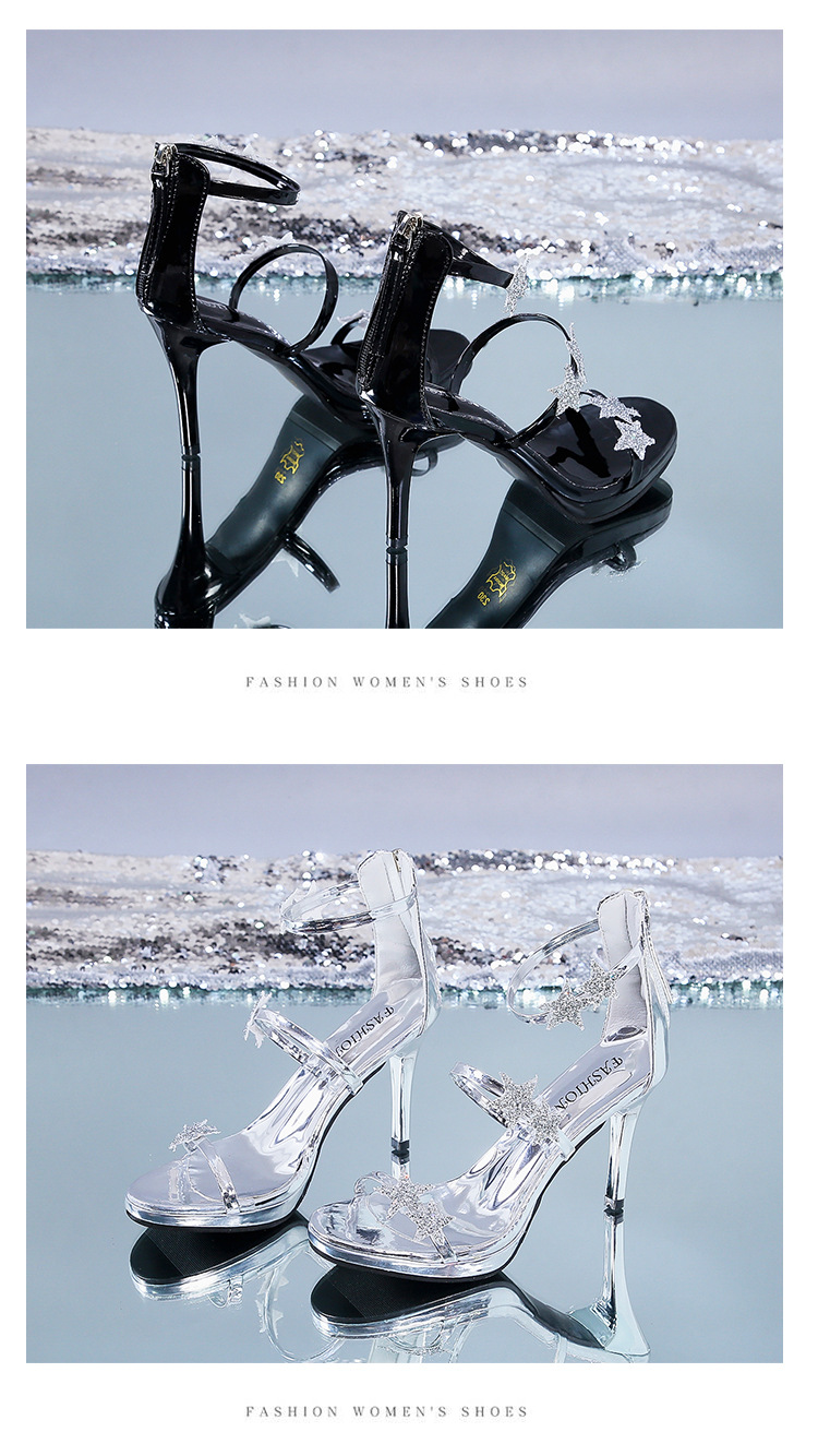 Summer European And American Stars Love Bag Heel Sandals Women's Stiletto Rhinestone One Word Belt High Heels Women's Shoes Wholesale_voghion.com