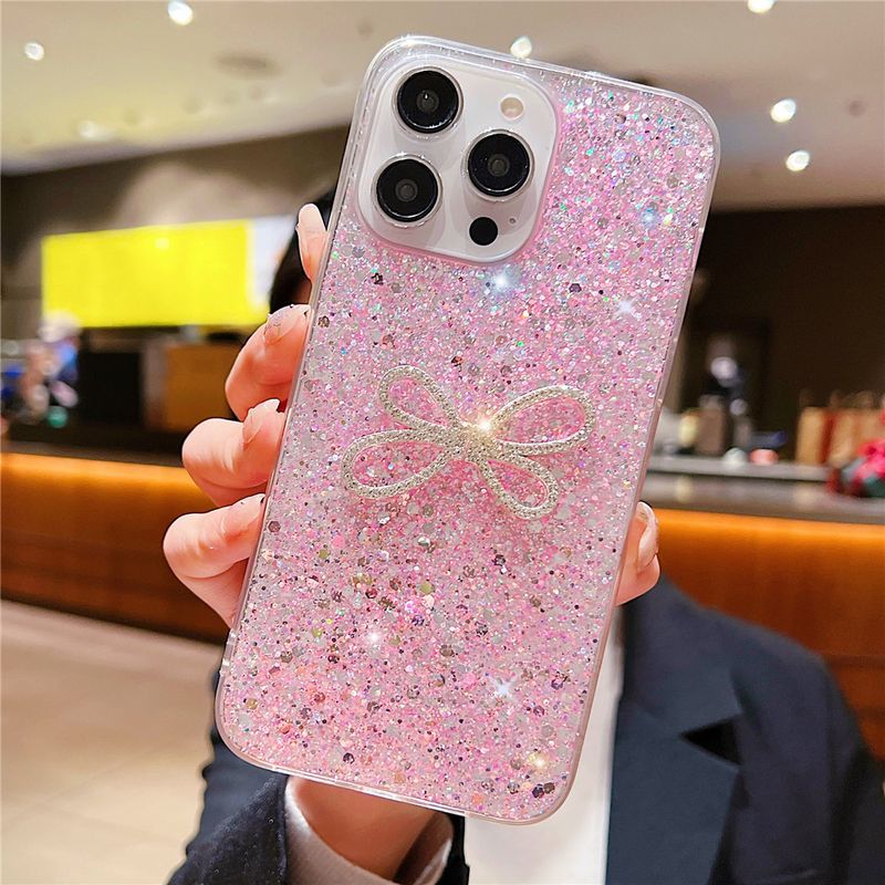 Custodia per telefono con paillettes e fiocco di diamanti per Samsung A54 A34 A24 A14 A04 A53 A33 A13 A52 A32 A22 A51 A35 A55 Cover in silicone_voghion.com