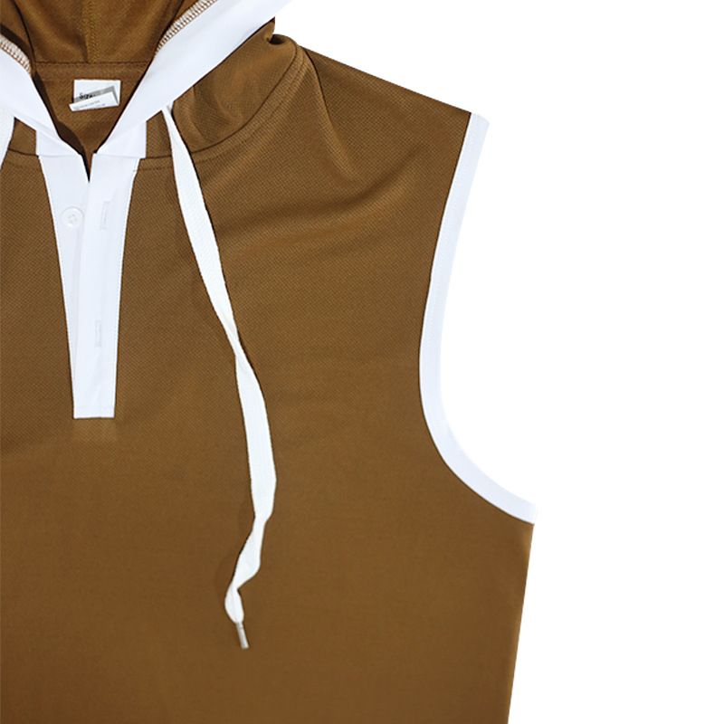 2024 Summer New Men's Tank Top Hooded Shoulder Trendy Brand Casual Sleeveless T-shirt_voghion.com