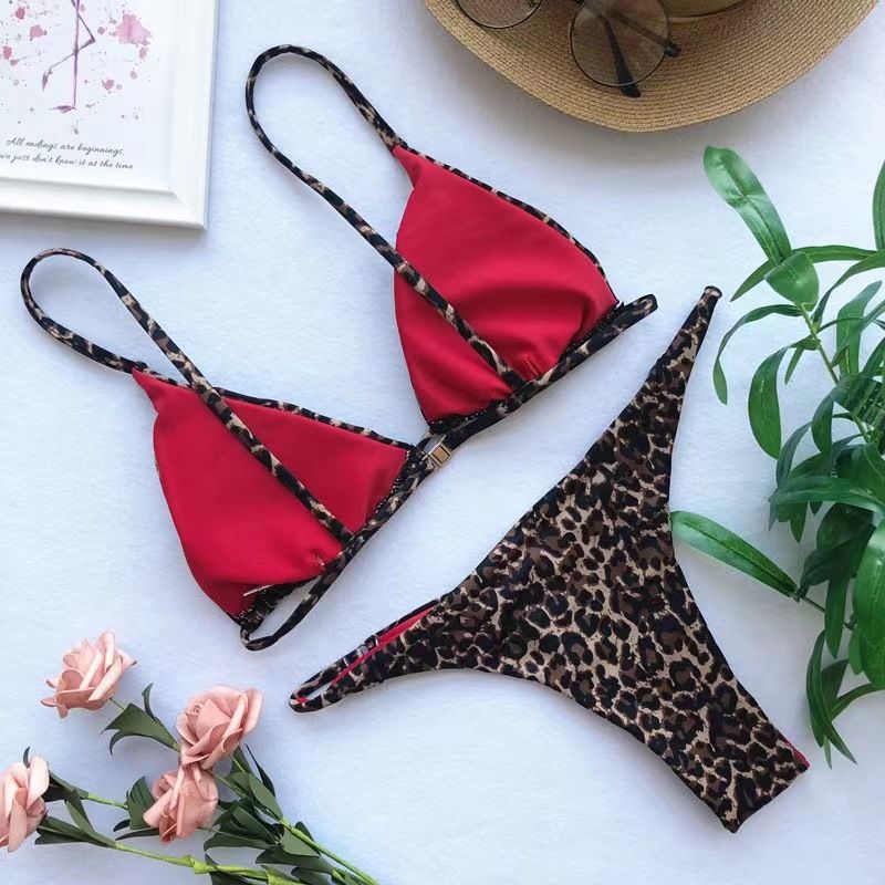 Dameskleding Nieuwe Hot Stijl Sexy Luipaardprint Drie Punten Kleine Borsten Bikini Sexy Luipaardprint Badpak String_voghion.com