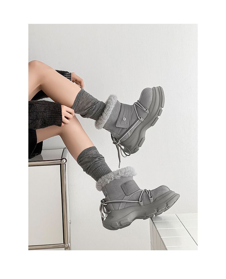 Buffny Couple's Winter Boots - Platform Slip-On Snow Shoes With Faux Fur Lining, Waterproof & Slip-Resistant Rubber Sole_voghion.com