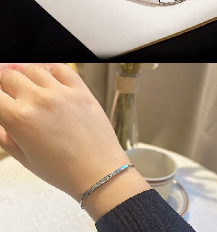 Bracciale in acciaio al titanio con lettere dorate, fatto a mano, alla moda, versatile, semplice, personalità, nicchia_voghion.com