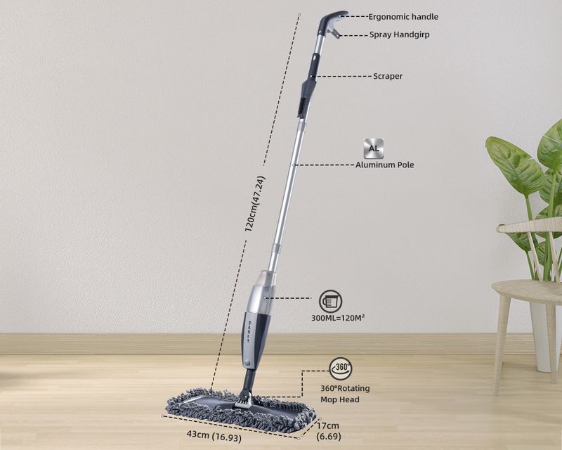 Magic Spray Mop Holzboden Mit Wiederverwendbaren Mikrofaser-Pads, 360-Grad-Griff, Heimfenster, Küche, Mopp, Kehrmaschine, Besen, Saubere Werkzeuge_voghion.com