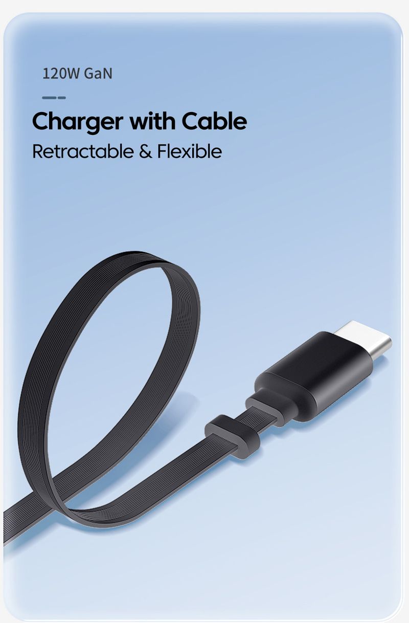 120W Super Fast Charge Type Phone Charger With Telescopic Retractable USB C Cable For IPhone 16 15 Samsung Laptop_voghion.com